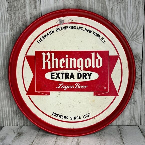 Vintage Rheingold Extra Dry Lager Beer Tray Metal Liebman Breweries NY - Picture 1 of 4